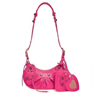 BALENCIAGA Extra Small Le Cagole Crinkled Leather Shoulder Bag